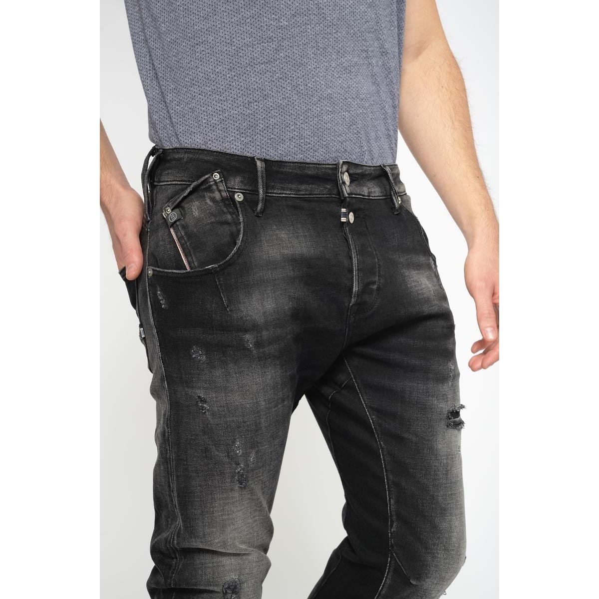 Le Temps des Cerises Noir Alost 900/3 tapered arqué destroy jeans noir 6SPBUkSC