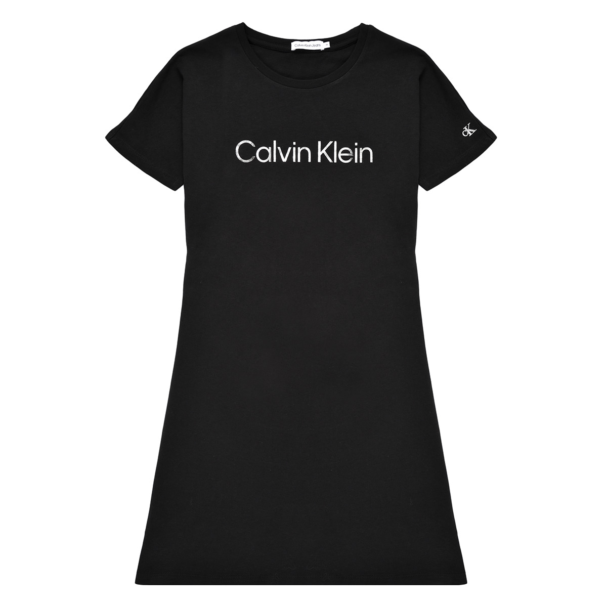 Calvin Klein Jeans Noir INSTITUTIONAL SILVER LOGO T-SHIRT DRESS 0dshyY2f