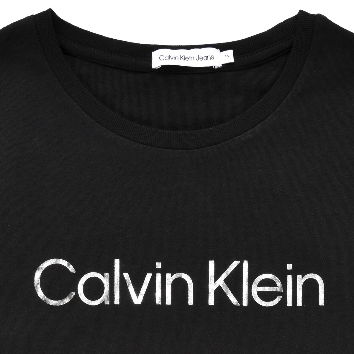 Calvin Klein Jeans Noir INSTITUTIONAL SILVER LOGO T-SHIRT DRESS 0dshyY2f