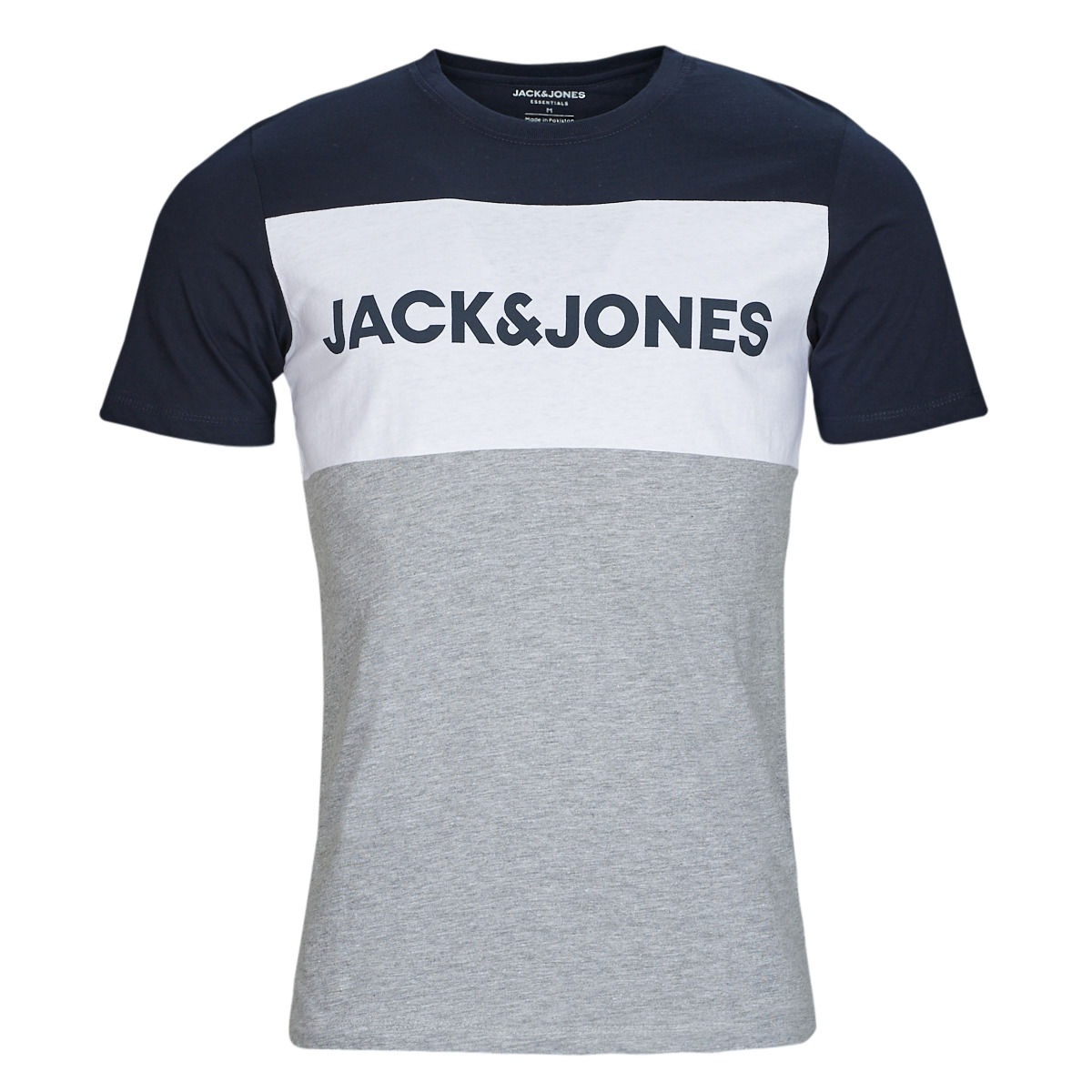 Jack & Jones Marine / Gris / Blanc JJELOGO BLOCKING TEE