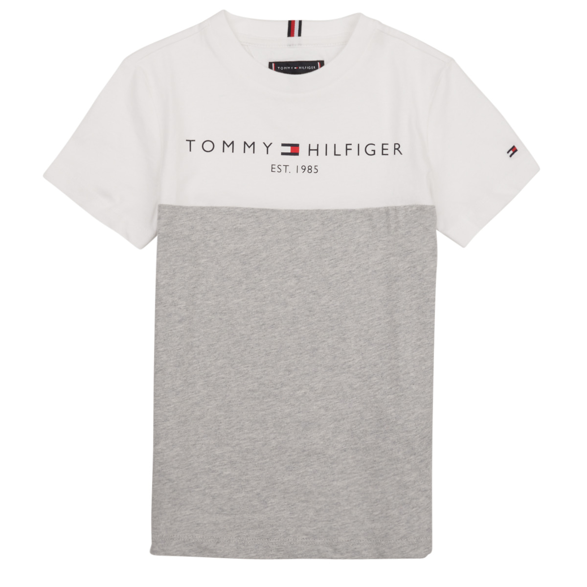 Tommy Hilfiger Blanc / Gris ESSENTIAL COLORBLOCK TEE S/