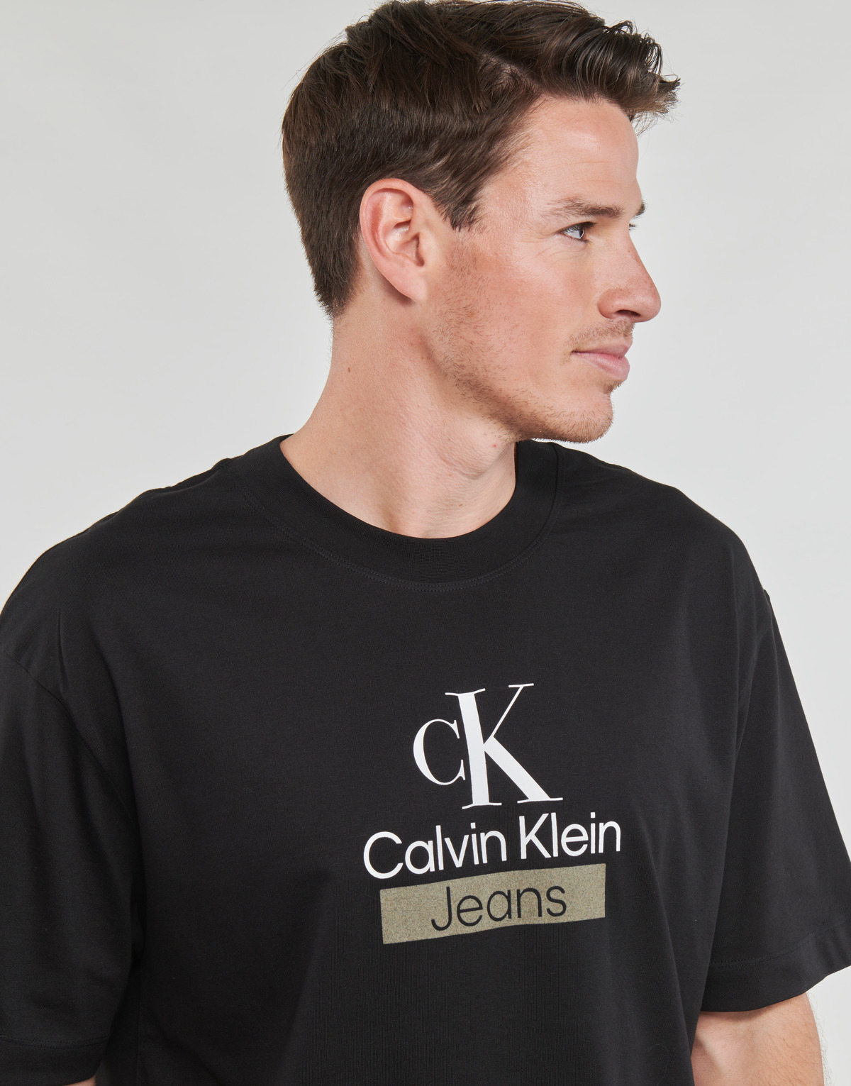 Calvin Klein Jeans Noir STACKED ARCHIVAL TEE 8cqMPENi